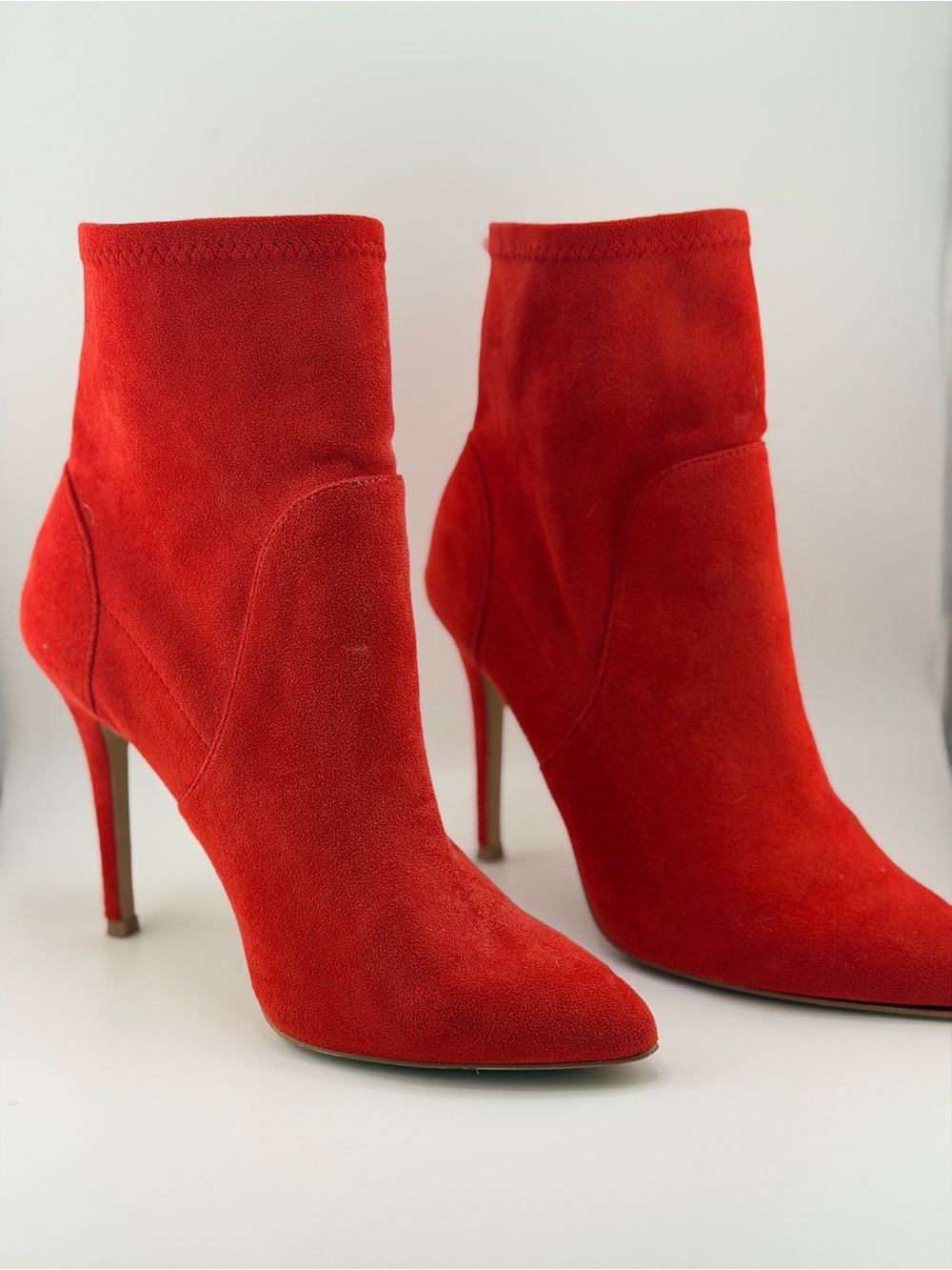 Charles by Charles David Red Suede Stiletto Ankle Boots